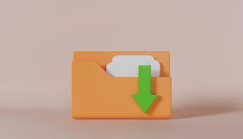 Download folder icon isolated on pink background 3D rendering illustration Иллюстрация