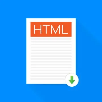 Download HTML button. Downloading document concept. File with HTML label and  스톡 일러스트