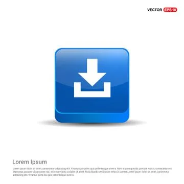 Download Icon - 3d Blue Button 库存插图
