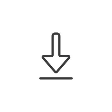 Download icon. Arrow down isolated perfect pixel with flat style in white bac Stock Illustration