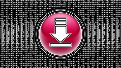 Download icon. Binary code ( array of bits ) in the screen. Looping footage. 動画素材 123858773