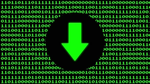 Download icon on binary code.4k video. Stock Footage 146034737