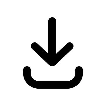 Download icon in black. Flat design. Stock Illustration
