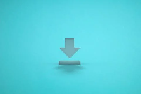 Download icon in blue background. 3D rendering. Stock Illustration