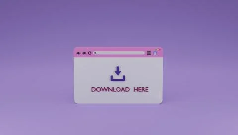 Download icon on browser 3D render illustration Stock Illustration