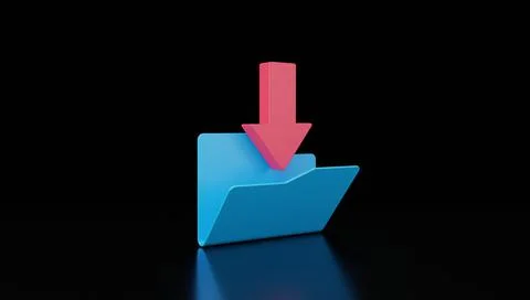 Download icon on document file folder 3D render illustration Illustrazione stock