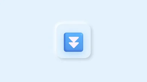 Download icon featuring a blue square with double arrows 動画素材 344773353
