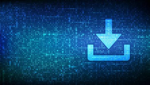 Download icon made with binary code. Download Cloed Data Storage. Install sym Stock Illustration