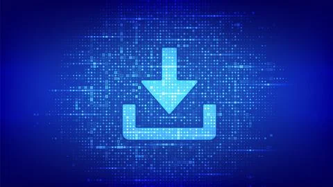 Download icon made with binary code. Download Cloed Data Storage. Install sym Stock Illustration