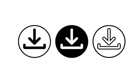 Download icon set in black simple design on an isolated background. EPS 10 ve Stock Illustration