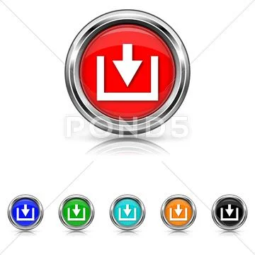 Download icon - six colours set Stock Illustration