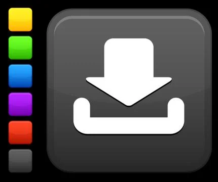 Download icon on square internet button Stock Illustration