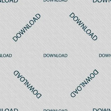 Download icon. Upload button. Load symbol. Seamless pattern with geometric textu Illustrazione stock