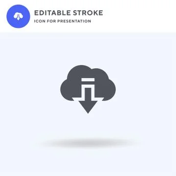 Download icon vector, filled flat sign, solid pictogram isolated on white, lo Illustrazione stock