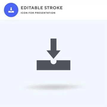 Download icon vector, filled flat sign, solid pictogram isolated on white, logo Illustrazione stock
