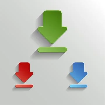 Download icon - vector white app button Stock Illustration