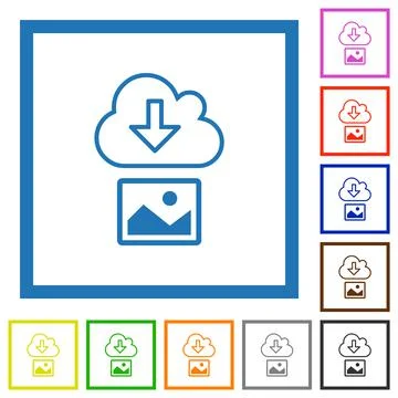 Download image from cloud outline flat framed icons Illustrazione stock