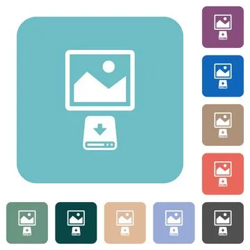 Download image to hard disk rounded square flat icons Stock Illustration