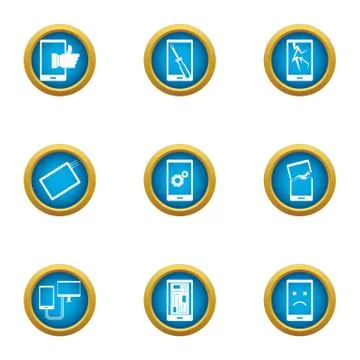 Download information icons set, flat style Stock Illustration