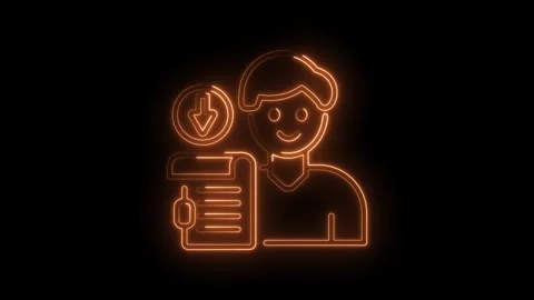 Download information person with data icon animation in neon glow style on .. Stock Footage 345986234