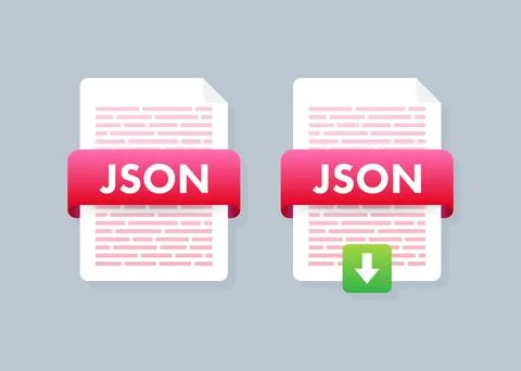 Download JSON button. Downloading document concept. File with JSON label and Stock Illustration