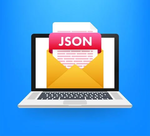 Download JSON button. Downloading document concept. File with JSON label and Stock Illustration
