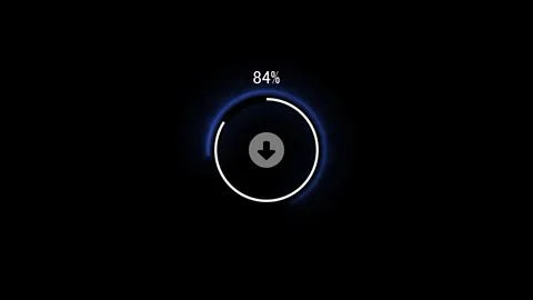 Download mark loading bar icon on a black background. Stock Photos