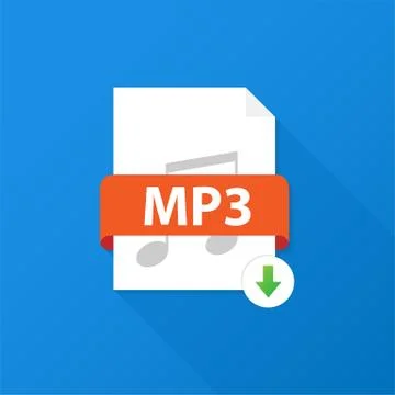 Download MP3 button. Downloading document concept. File with MP3 label and do 스톡 일러스트
