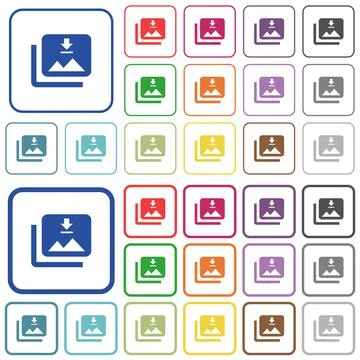 Download multiple images outlined flat color icons Stock Illustration