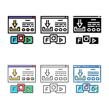 Download multistyle window with buttons color icon vector Stock Illustration