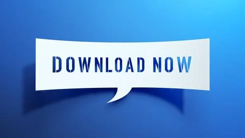 Download Now - Speech Bubble. White Cut Out Paper on Blue Background. 3D Render. 스톡 일러스트