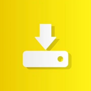 Download or save to hard disk white icon with shadow Stock Illustration
