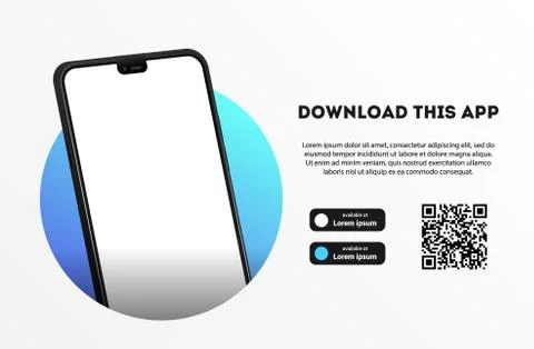 Download page of the mobile app. Empty screen smartphone for you app. Download 스톡 일러스트