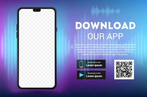 Download page of the mobile app. Empty screen smartphone for you app. Download 스톡 일러스트