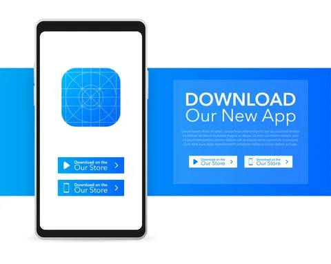 Download pages. Mobile app application. Business concept. Hand touch screen s Stock Illustration