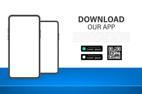 Download pages. Mobile app application. Business concept. Hand touch screen s Stock-Illustration