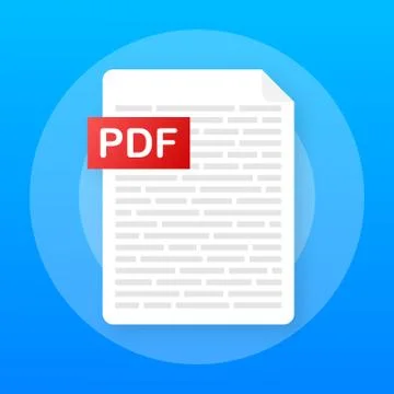 Download PDF button on laptop screen. Downloading document concept. File with Stock Illustration
