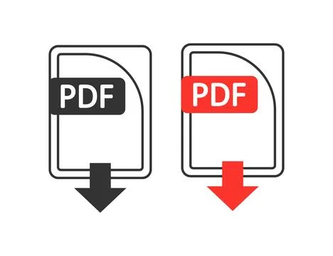 Download PDF file format icon. Save document symbol. Sign app button vector. イラスト素材