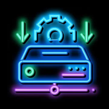 Download process of machine learning neon glow icon illustration Stock Illustration