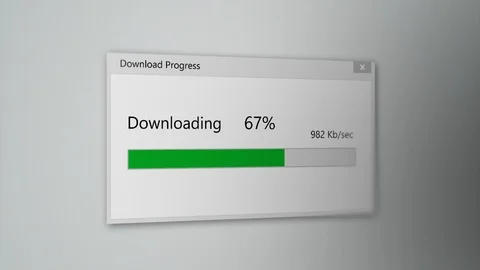 Download With Progress Bar, Closeup Process of Downloading File in Internet Stock Footage 119609682