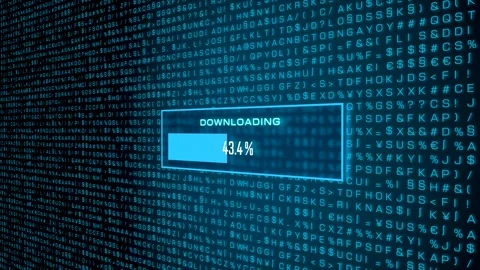 Download progress bar on the screen, data, system hacked. Stock Footage 313082708