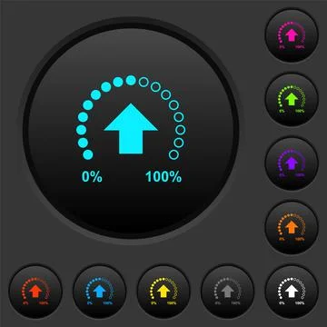 Download in progress dark push buttons with color icons Stock Illustration