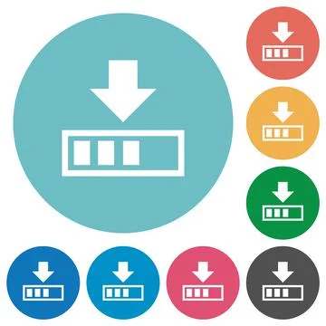 Download in progress flat round icons Illustrazione stock