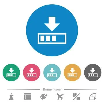 Download in progress flat round icons 스톡 일러스트