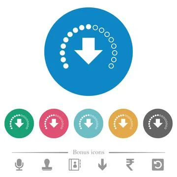 Download in progress flat round icons Stock Illustration