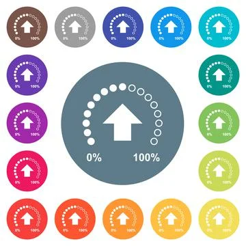 Download in progress flat white icons on round color backgrounds 스톡 일러스트
