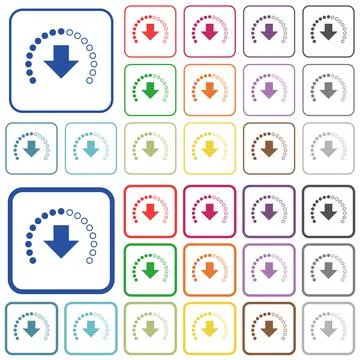 Download in progress outlined flat color icons Stock Illustration