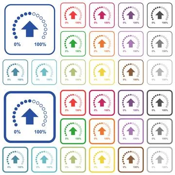 Download in progress outlined flat color icons 스톡 일러스트