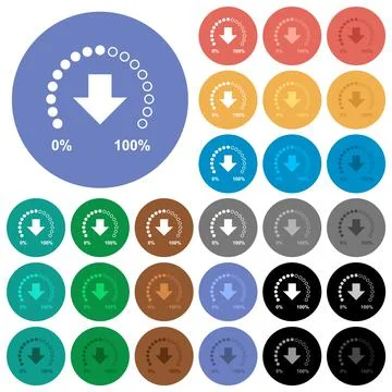 Download in progress round flat multi colored icons Stock Illustration