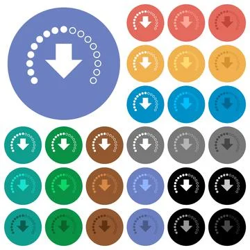 Download in progress round flat multi colored icons Stock Illustration